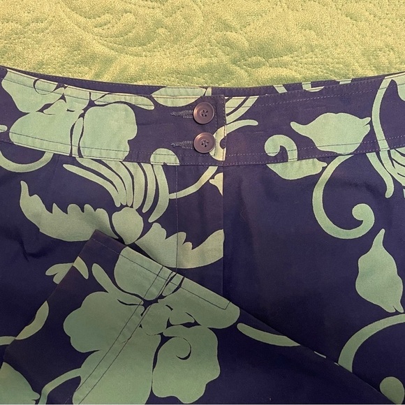 Pendleton Originals Women 14 waistband Blue Floral Print Capri Pants‎ Wide Leg - Picture 5 of 10